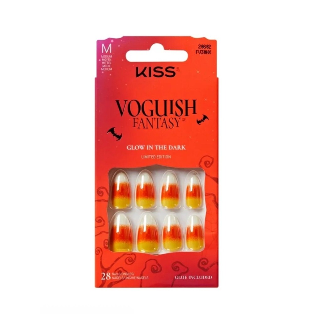 KISS Voguish Fantasy Halloween Glow In The Dark Candy Corn Press On Nails NWT